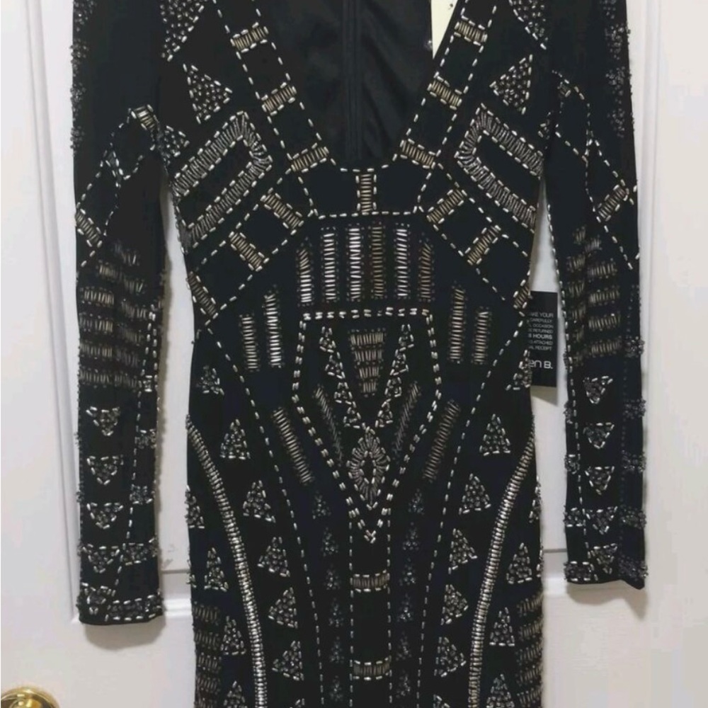 Elegant Black and Silver Geometric Dress